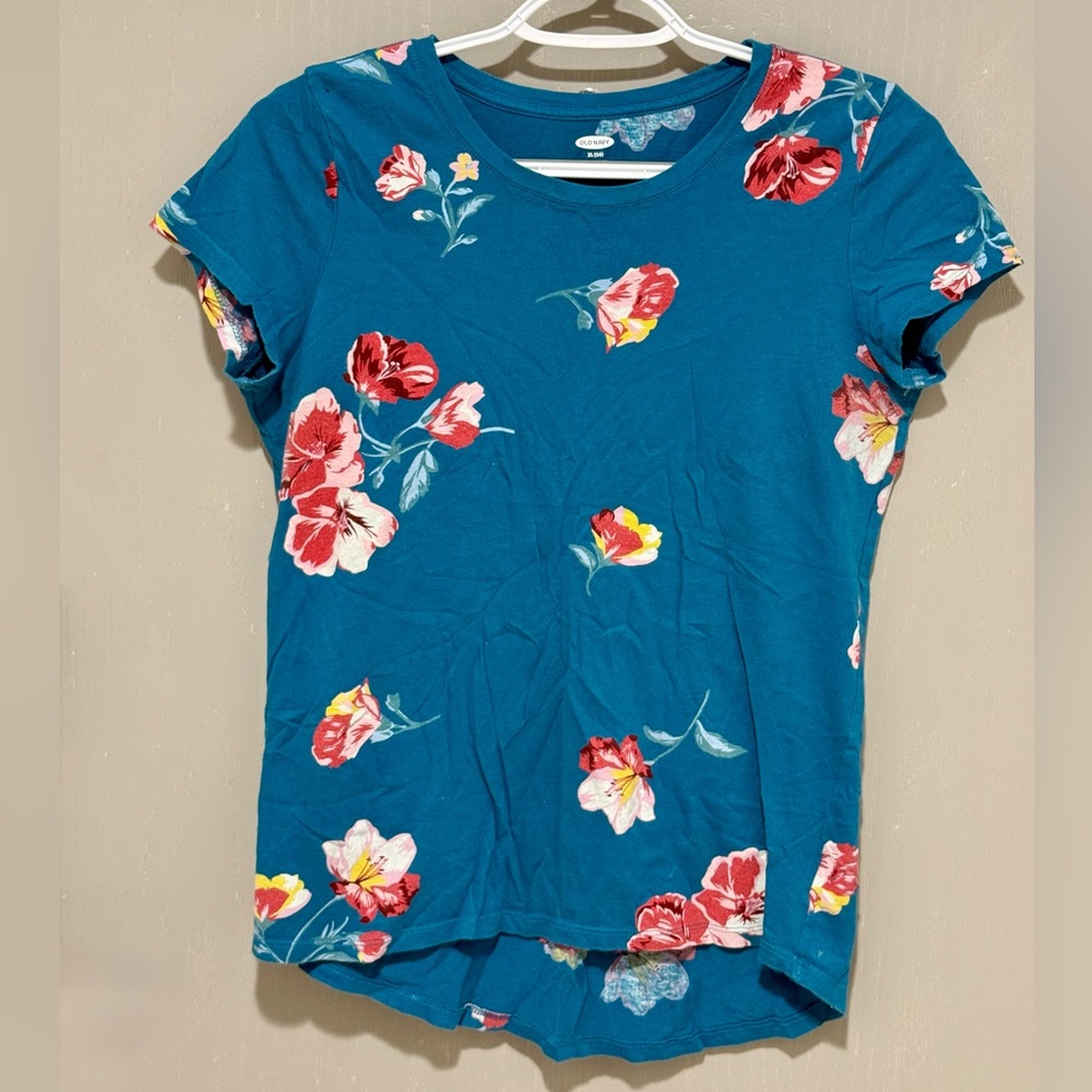 Old Navy Teal Floral Women's Tee